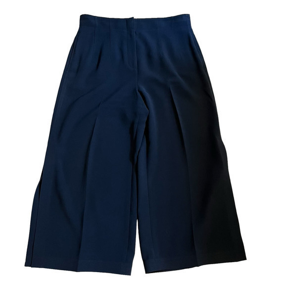 LAFAYETTE 148 NY Navy Blue Side Split Hem Career Dress Pants Cropped Size 8 - Picture 1 of 12
